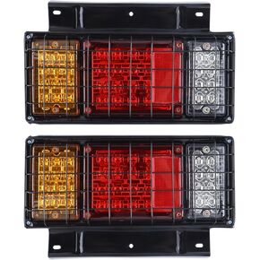 2PCS 40 LED Trailer Tail Lights Kit with Iron Net Compatible with Isuzu NPR NPR-HD NRR NQR NKR NHR FSR FRR Truck LED Trailer Lights, HWD001