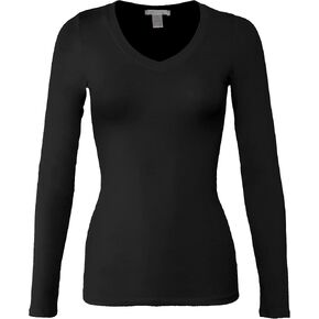 Bozzolo Women's Basic V-Neck Warm Soft Stretchy Long Sleeves T Shirt
