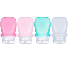 1 oz Travel Bottles, Leakproof Silicone Squeeze Bottle Mini Travel Size Container for Toiletries Lotion Shampoo and Conditioner Liquid Salad Dressing to go Condiment, TSA Approved, 4 Pack