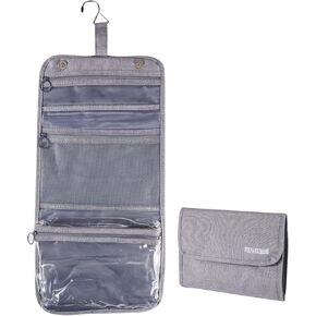 Big Hippo Toiletry Bag, Hanging Toiletry Travel Organizer Travel Bag for Men & Women, Water-resistant Makeup Cosmetic Bag (Gray)