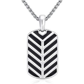 925 Sterling Silver Dog Tag Pendant Necklace with Stainless Steel Chain 22"+2"