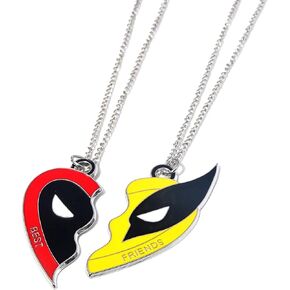 2 Pcs Best Friend Necklace,2 Half Heart Heroes Friendship Necklace,BFF Friendship Matching Gifts for Women Men,Birthday Christmas Gifts for Friends Fans