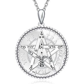 قلادة Tetragrammaton الخماسية 925 من الفضة الاسترليني قلادة على شكل نجمة خماسية هدايا مجوهرات للنساء والرجال