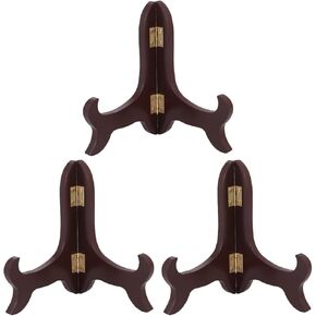 PRETYZOOM 3pcs Wooden Display Stand, 5'' Small Plate Display Stand, Small Easels Rack, Desktop Picture Frame Display Holder