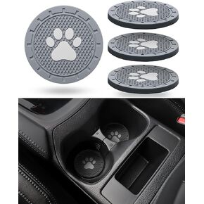 Coaster for Car Cup Holder - 4 Pack Silicone Auto Car Drink Coasters Mat Cat Dog Paw Universal Non-Slip Inserts Car Interior Accessories, Orange