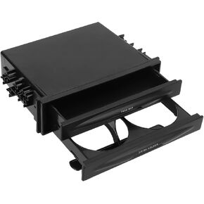 Car Radio Storage Box, 2 in 1 Car Radio Stereo Single Din Storage Box Multi Purpose ABS Universal 1DIN 2 Layer Black Cup Holder for Collecting Items