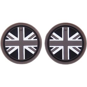 2PCS Car Cup Holder Coasters, Grey Union Jack UK Flag Embedded in Ornaments Coaster, 2.75 Inch Universal Anti-Slip Shockproof Drink Car Cup Mat