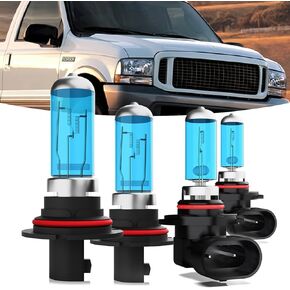 Halogen Headlights Fit For Ford Excursion 2000 2001 2002 2003 2004 Headlight Bulbs,9007/HB5 High & Low Beam+ 9145/9140 Fog Light,Plug & Play,Pack of 4 (Ford Excursion 2000-2004)