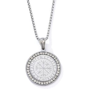 Norse Vikings Amulet Pendant Necklace Norse Vegvisir RUNE Necklace, Stainless steel Pendant Necklace Original Jewelry