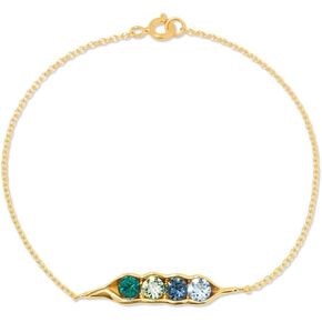 EVE'S ADDICTION 4 Peas in a Pod Birthstone Bracelet - Gold Personalized Birthstone Bracelet - Birthstone Jewelry - Mother's Bracelet Gift for Mom - Gifts for Mom