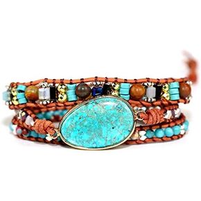 ZOSOJONA Boho Wrap Bracelets Natural Jasper Crystal Stone Variety Beads Strand Bracelet