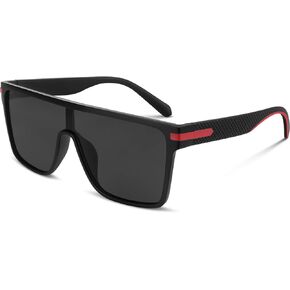 Dollger Oversized Flat Top Sunglasses for Men Women, Fashion Big Square Shades Trendy Shield Sunnies UV Protection