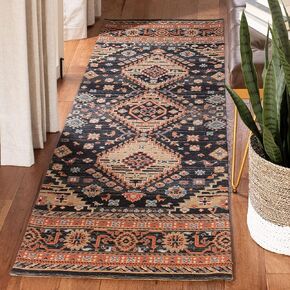 SAFAVIEH Classic Vintage Collection Runner Rug - 2'3" x 8', Black & Rust, Oriental Distressed Design, Non-Shedding & Easy Care, Ideal for High Traffic Areas in Living Room, Bedroom (CLV114Z)