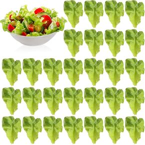 Giegxin 30 Pcs Green Fake Lettuce Artificial Lettuce Leaves Simulation Fake Vegetables Model PVC Realistic Fake Food for Home Kitchen Festival Pub Party Decoration