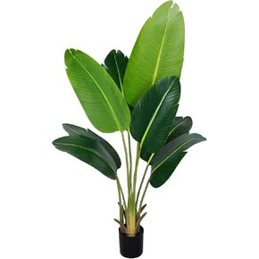 Artificial Bird of Paradise Plant 7Ft Fake Tropical Palm Tree with 17Trunks Faux Banana Leaf Trees in Pot for Home Indoor Outdoor Office Modern Decor Housewarming Gift（1Pcs）