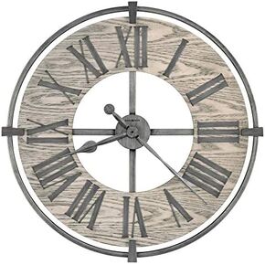 Howard Miller L'Anse Wall Clock II 549-451 – 32" Oversized Wrought Iron and Wood with Quartz Movement