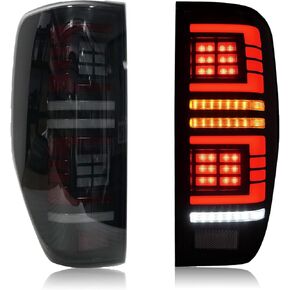 Tail Lights Assembly Fit for Ford Ranger 2012-2019 T6 T7 T8 Led Tail Lights with Plug-and-Play Dynamic Start and Steering Flow Rear Tail Light Assembly Pair Smoked