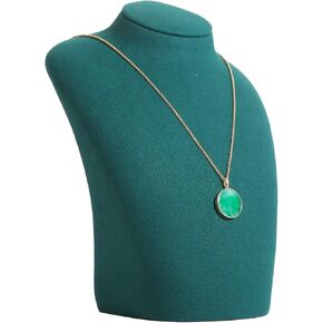 GemeShou Green necklace hanger jewelry organizer, Velvet jewelry stand necklace holder, Large jewelry mannequin bust for necklaces【Green-L height 11.8 inch】