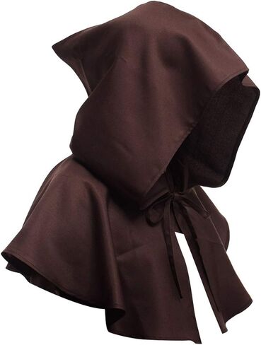 SOONHUA Vintage Medieval Cowl Hat Unisex Medieval Cowl Hooded Cloak Halloween Poncho Cosplay Costume for Men Women in Saudi Arabia