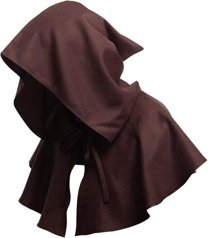 SOONHUA Vintage Medieval Cowl Hat Unisex Medieval Cowl Hooded Cloak Halloween Poncho Cosplay Costume for Men Women in Saudi Arabia