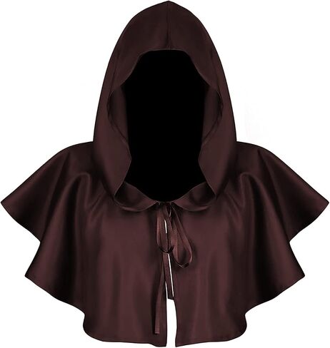 SOONHUA Vintage Medieval Cowl Hat Unisex Medieval Cowl Hooded Cloak Halloween Poncho Cosplay Costume for Men Women in Saudi Arabia