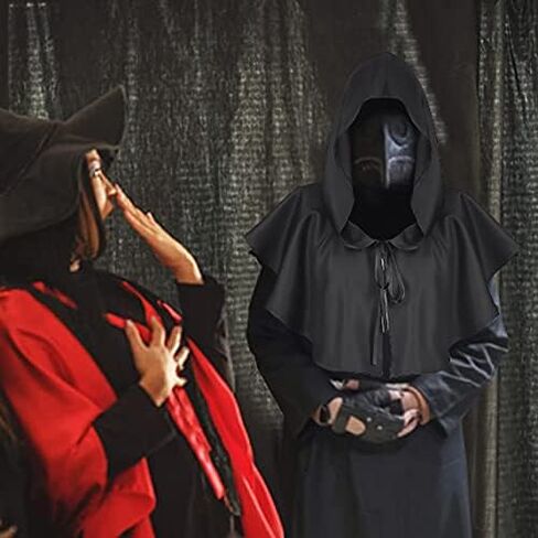 SOONHUA Vintage Medieval Cowl Hat Unisex Medieval Cowl Hooded Cloak Halloween Poncho Cosplay Costume for Men Women in Saudi Arabia
