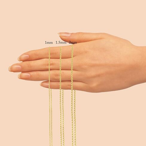 Genuine Gold Plated 925 Sterling Silver Cable Chain Necklace for Men & Women Strong, Safe and Beautiful Cable Link Chains 1.0MM - 3.0MM, 16-26 Inch (with Gift Box) in Kuwait