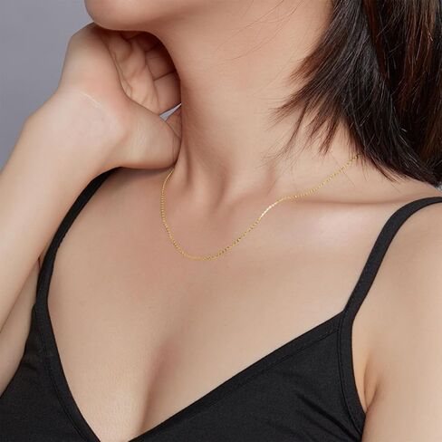 Genuine Gold Plated 925 Sterling Silver Cable Chain Necklace for Men & Women Strong, Safe and Beautiful Cable Link Chains 1.0MM - 3.0MM, 16-26 Inch (with Gift Box) in Kuwait