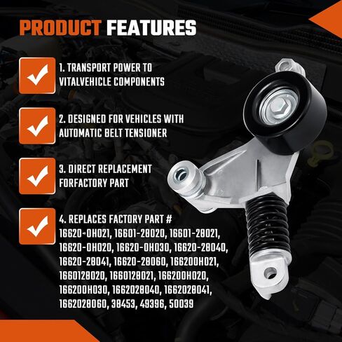 Belt Tensioner Assembly with Pulley Fit for Toyota Camry 2012-2017,Fit for RAV4 2009-2018, Sienna 2011-2013, Fit for Lexus NX300h & Scion tC &Venza 2009-2015, Replace# 1662036010 in Kuwait