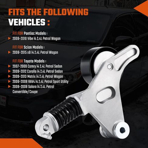 Belt Tensioner Assembly with Pulley Fit for Toyota Camry 2012-2017,Fit for RAV4 2009-2018, Sienna 2011-2013, Fit for Lexus NX300h & Scion tC &Venza 2009-2015, Replace# 1662036010 in Kuwait