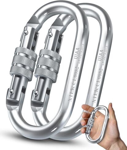 حلقة تسلق - تصنيف UIAA CE 25kN/5620LB - مشبك حلقة تسلق شديد التحمل - حلقات تسلق بيضاوية كبيرة من الفولاذ بقوة صناعية - مشابك حلقة تسلق الصخور للتزوير والحبال in Kuwait