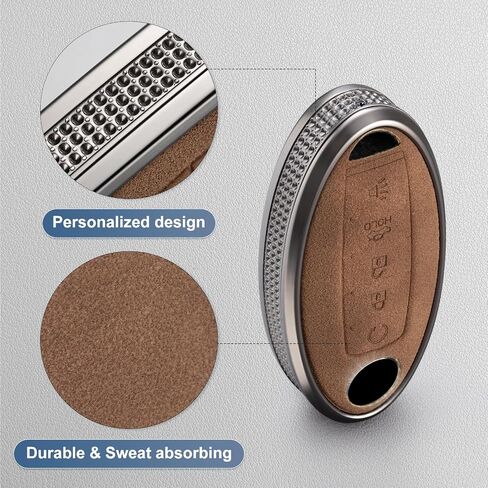 YO&YOYE for Nissan Key Fob Cover with Keychain Leather Key Case Protector for Altima Maxima Rogue Armada Pathfinder (5 Buttons, Brown) in Saudi Arabia
