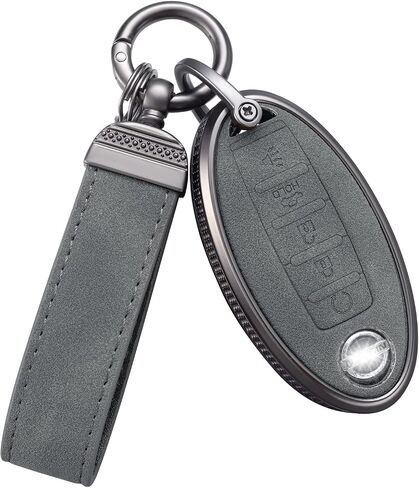 YO&YOYE for Nissan Key Fob Cover with Keychain Leather Key Case Protector for Altima Maxima Rogue Armada Pathfinder (5 Buttons, Brown) in Saudi Arabia