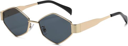 Long Keeper Trendy Hexagonal Sunglasses - Retro Women Men Metal Frame Sunglasses Fashion Small Gold Sun Glasses UV400 in Saudi Arabia