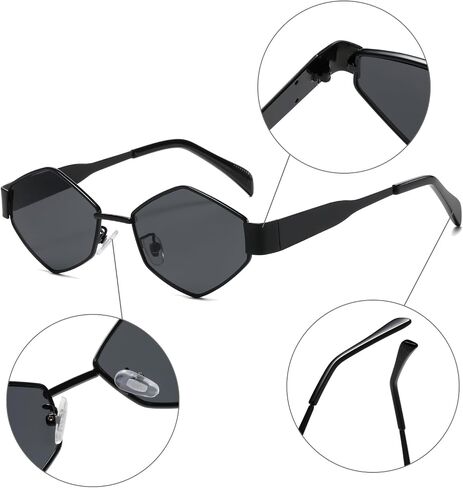Long Keeper Trendy Hexagonal Sunglasses - Retro Women Men Metal Frame Sunglasses Fashion Small Gold Sun Glasses UV400 in Saudi Arabia