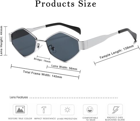 Long Keeper Trendy Hexagonal Sunglasses - Retro Women Men Metal Frame Sunglasses Fashion Small Gold Sun Glasses UV400 in Saudi Arabia