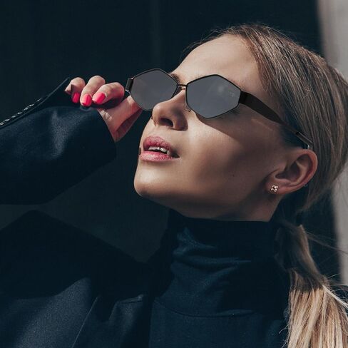 Long Keeper Trendy Hexagonal Sunglasses - Retro Women Men Metal Frame Sunglasses Fashion Small Gold Sun Glasses UV400 in Saudi Arabia