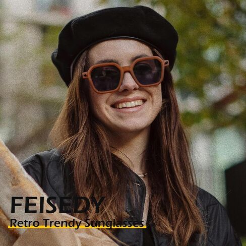 FEISEDY Vintage Square Sunglasses Men Women Classic Retro Trendy Large Frame UV400 Sun Glasses B0154 in Saudi Arabia