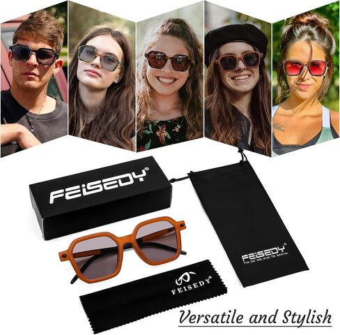 FEISEDY Vintage Square Sunglasses Men Women Classic Retro Trendy Large Frame UV400 Sun Glasses B0154 in Saudi Arabia