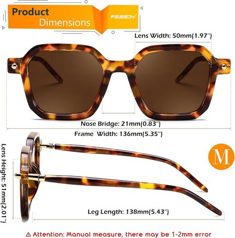 FEISEDY Vintage Square Sunglasses Men Women Classic Retro Trendy Large Frame UV400 Sun Glasses B0154 in Saudi Arabia