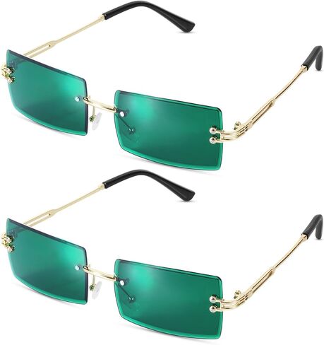 2 Pairs St. Patrick's Day Sunglasses, Irish Green Rectangle Sunglasses Leprechaun Glasses Shamrock Sunglasses for Leprechaun Costume Party Decorations in Saudi Arabia