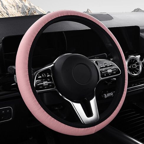 Steering Stripe Style Wheel Cover Faux Leather Anti-Slip Universal Car Steering Wheel Cover Stripe Style for Car Accessories Auto Car Without Inner Ring Beige in Kuwait