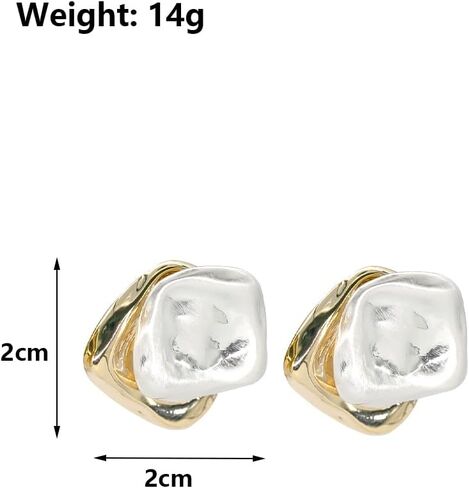 Two Tone Teardrop Stud Earrings for Women Gold Silver Front Back Oval Bean Dangle Earrings Cute Post Ball Earrings Lightweight Chunky Jewelry Gifts in Kuwait
