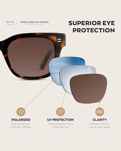 WMP Eyewear - Men's Classic Square Sunglasses, Lightweight Acetate Frame with Polarized Lenses, 100% UV Protection in Kuwait