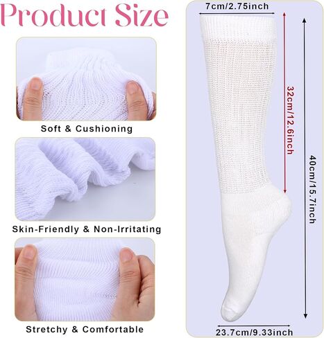 زوجان من الجوارب الناعمة للنساء، جوارب مريحة للطاقم، جوارب مكشكشة لطيفة، جوارب طويلة للربيع والشتاء للنساء والفتيات (مقاس 6-12) (أسود وأبيض) in Kuwait