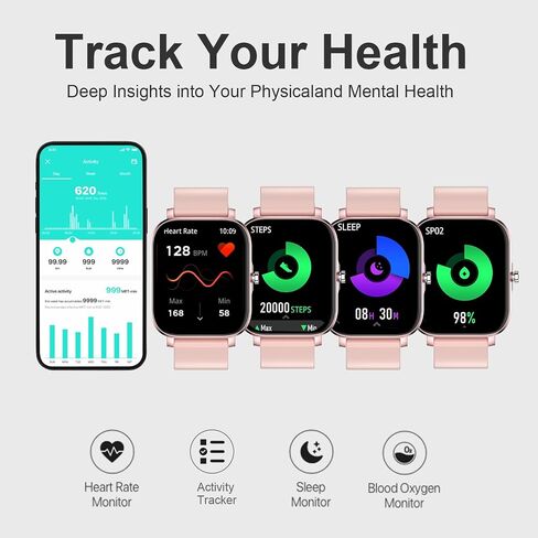 Smart Watch for Men Women SmartWatch 1.83" for iPhone Samsung Android Phone Compatible, Fitness Tracker Watch with Pedometer, Heart Rate/Sleep Monitor, Blood Oxygen, IP68 Waterproof in Kuwait
