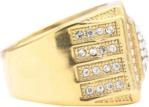 Lavencious Luxurious Stainless Steel Men’s Ring 0.7" Square Design Size from 9 to 13 Gold and Silver Statement Rings in Kuwait