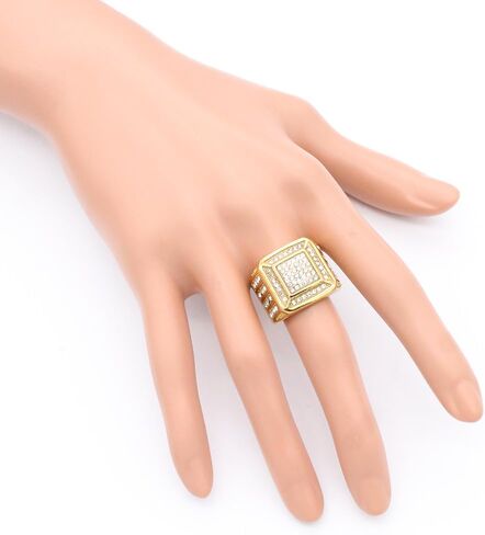 Lavencious Luxurious Stainless Steel Men’s Ring 0.7" Square Design Size from 9 to 13 Gold and Silver Statement Rings in Kuwait
