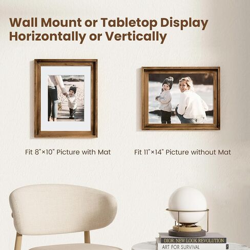 Fun Memories 8x10 Picture Frame, 8x10 inch Photo Frame with 5x7 Removable Mat, High Tempered Glass, Horizontal or Vertical Wall Mounting, Wall Hook Hanging Hardware Included, Wanlut in Kuwait