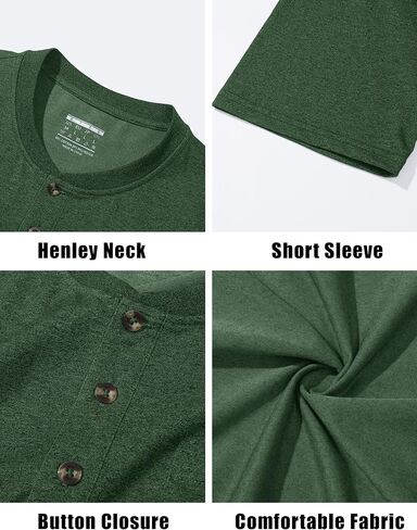 CRYSULLY Men's Henley Shirt Short Sleeve Pocket T-Shirts with 3 Button Shirts Lightweight Fashion Casual Tee Shirt in Kuwait